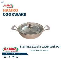 Stainless Steel Three Layer Wok Pan 30 cm