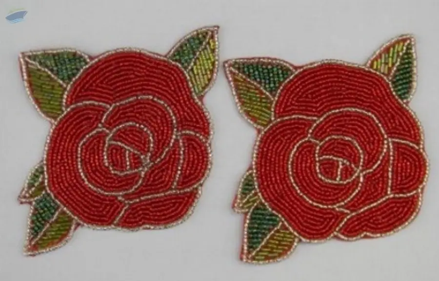 Bright Red Rose Beaded Coaster
