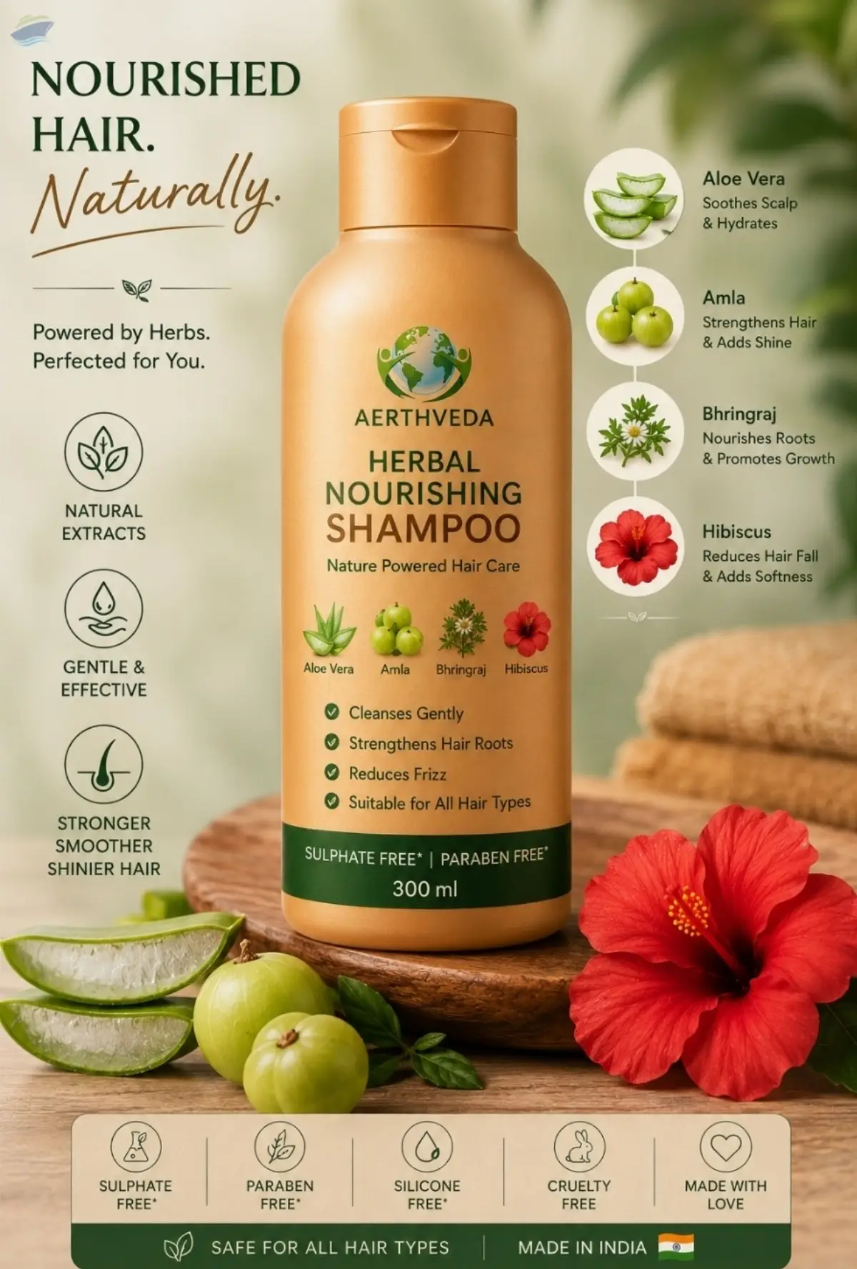 AerthVeda Herbal Nourishing Shampoo