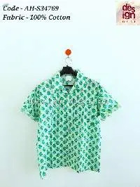 Natural Beauty Green Floral Cotton Shirt