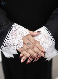 Black Abaya With White Lace Cuffs