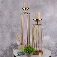 The Golden Piped Candle Stand (Set of 2)