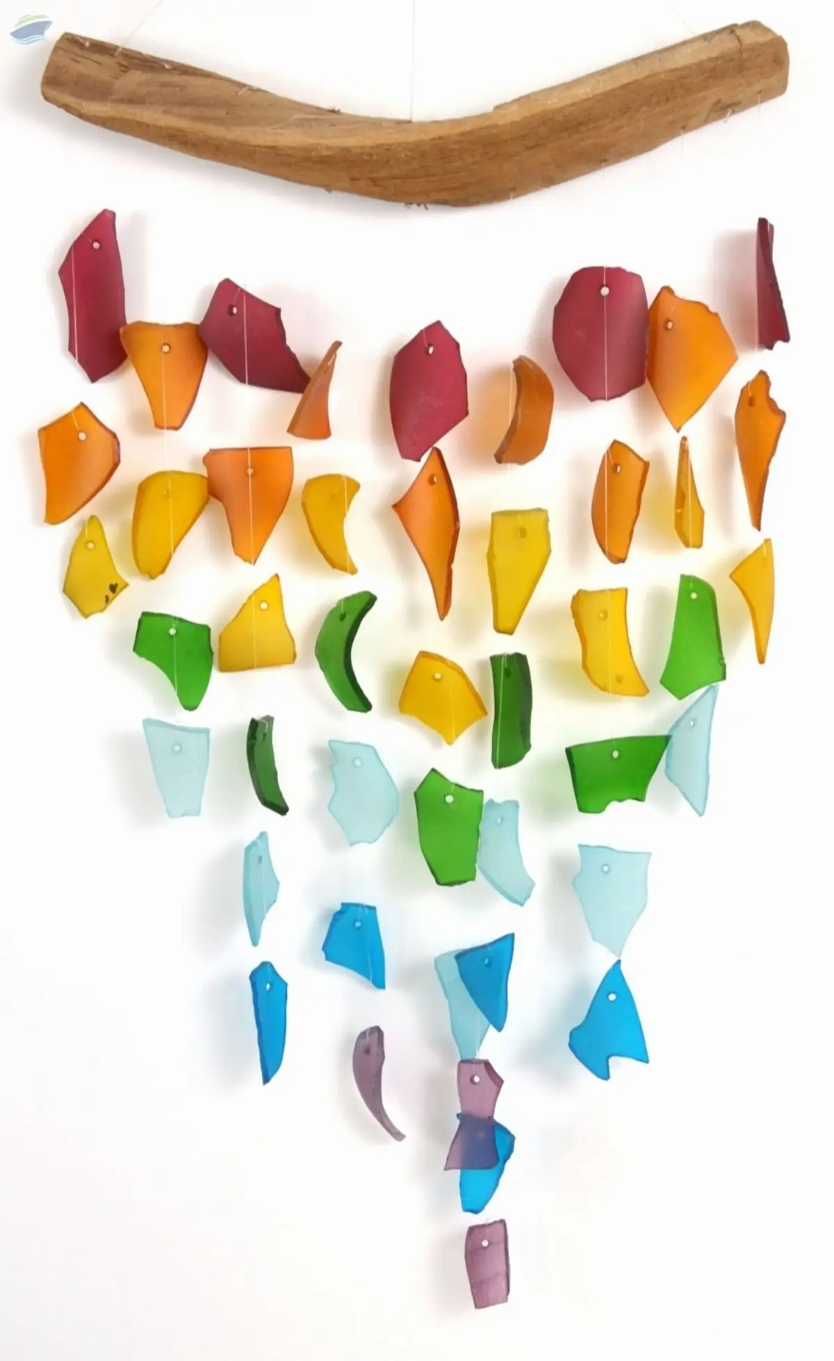 Recycled Glass Chimes with Found Wood Hanger