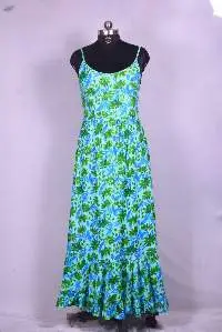 Beautiful Flower Print Frill Long Dress
