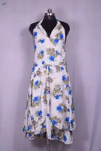 Beautiful Flower print V Neck Short Dress
