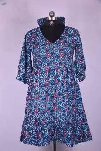 Beautiful Rangoli Print Collar Short Dress