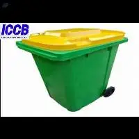 Plastic Waste Bin with Wheels and Flat Lid