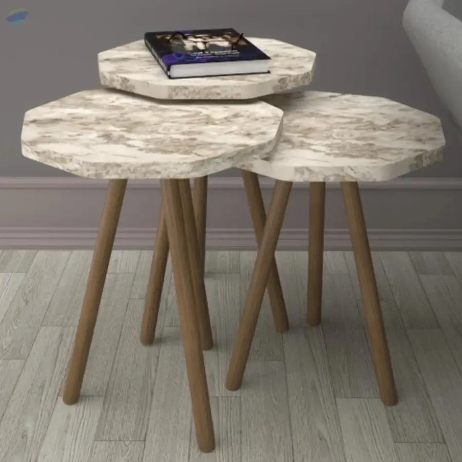 Wooden Leg Nesting Table 3 Pieces