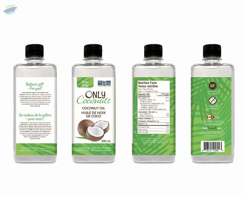 Coconut Oil Bottle by Only Coconuts. Supplier from Canada. Product Id 1592198.
