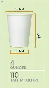 4oz (110ml Long/Tall) Plain Paper Cups