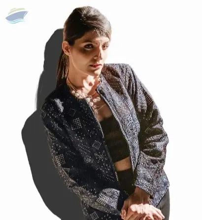 Dark Embroidered Jacket With Gold Thread