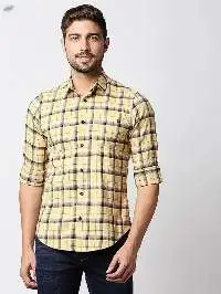 Killer Men's Yellow Slender Fit Shirts