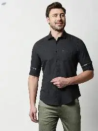 Killer Men's Slim Fit Dark Grey Plain Shirts