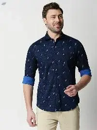 Killer Men's Slim Fit Royal Blue Print Shirts
