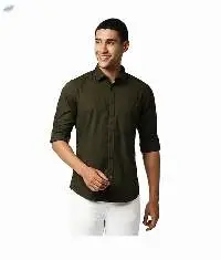 Killer Men's Slender Fit Green Cotton Shirts