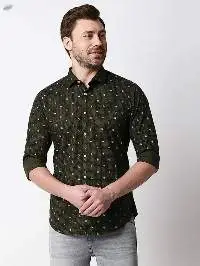 Killer Men's Cotton Olive Plain Print Shirts
