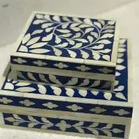 RESIN INLAY BOX DARK BLUE