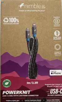 Nimble PowerKnit USB-C to Lightning 1-Meter