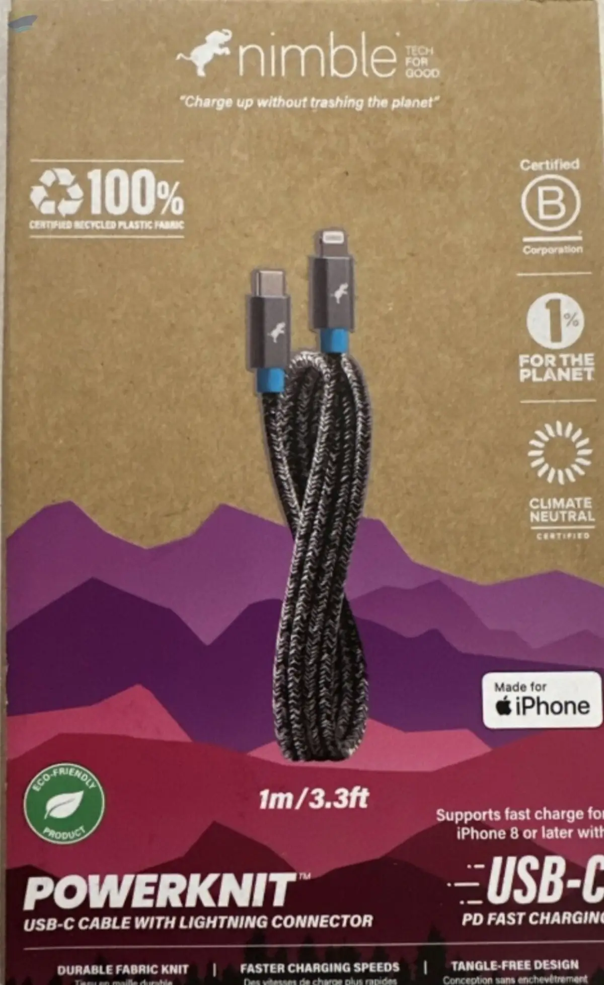 Nimble PowerKnit USB-C to Lightning 1-Meter