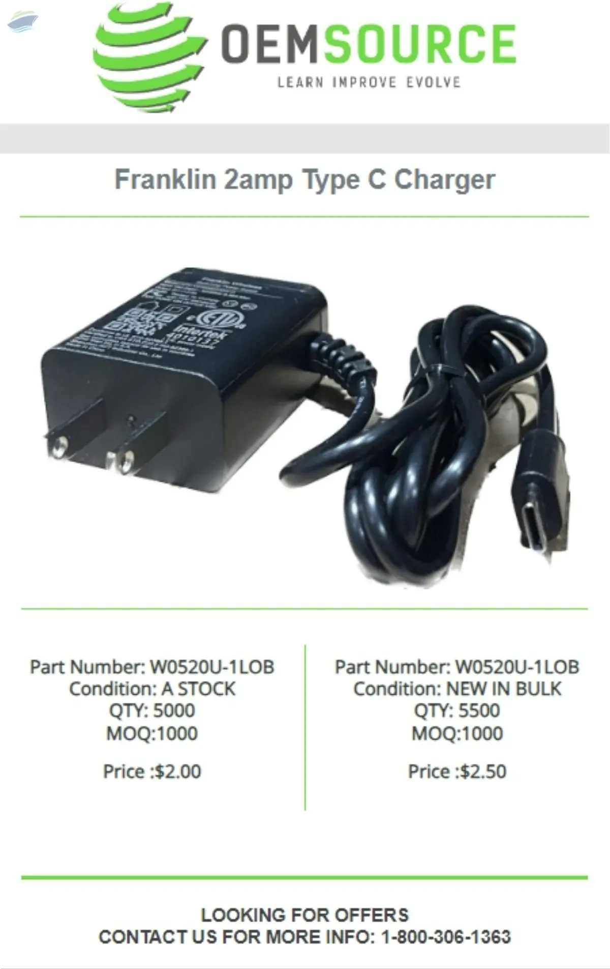 Franklin 2amp Type C charger