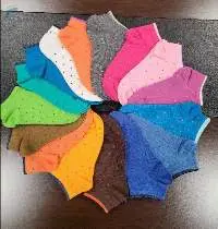 Ladies Sneaker Socks -uni Colours And Dotted