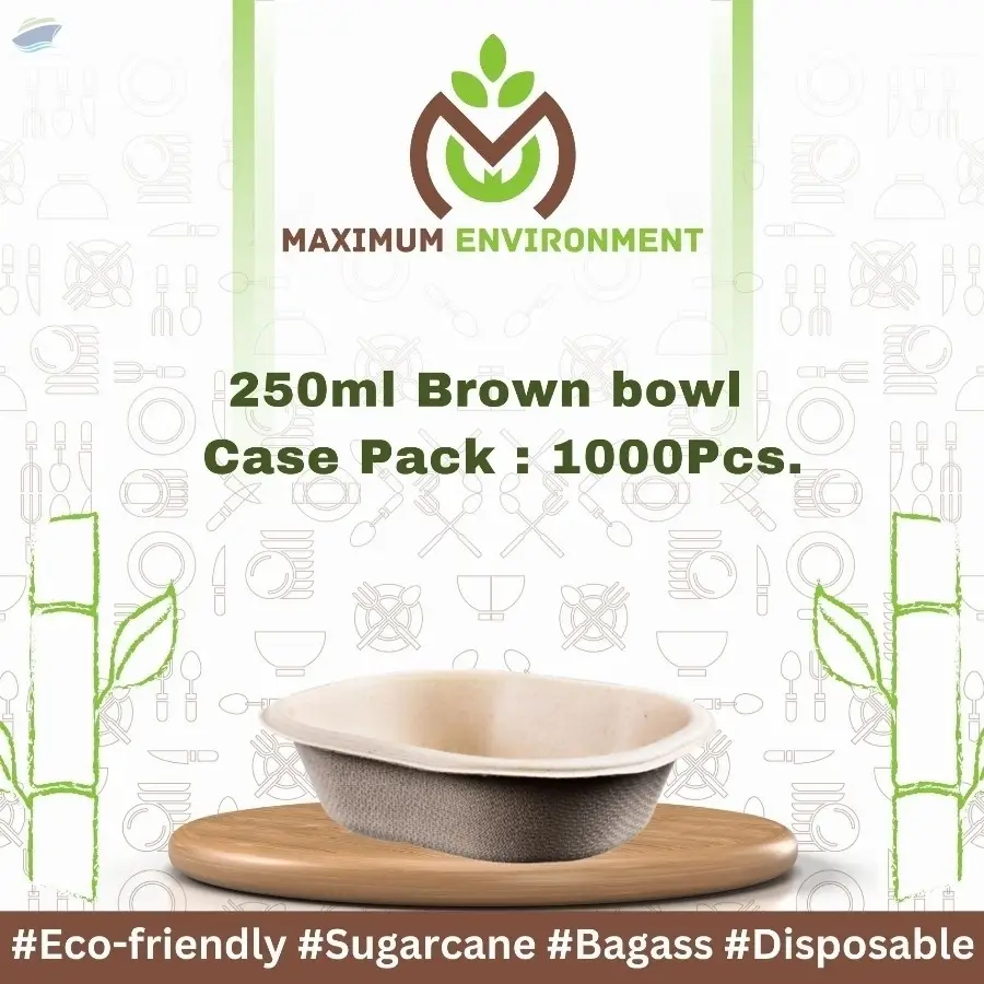 250ml Bagasse Brown Bowl