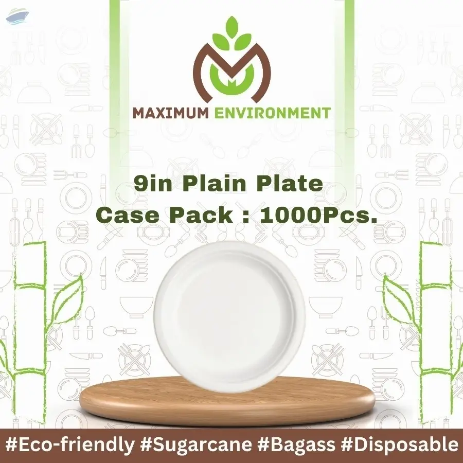 9inch Plain Bagasse Plate