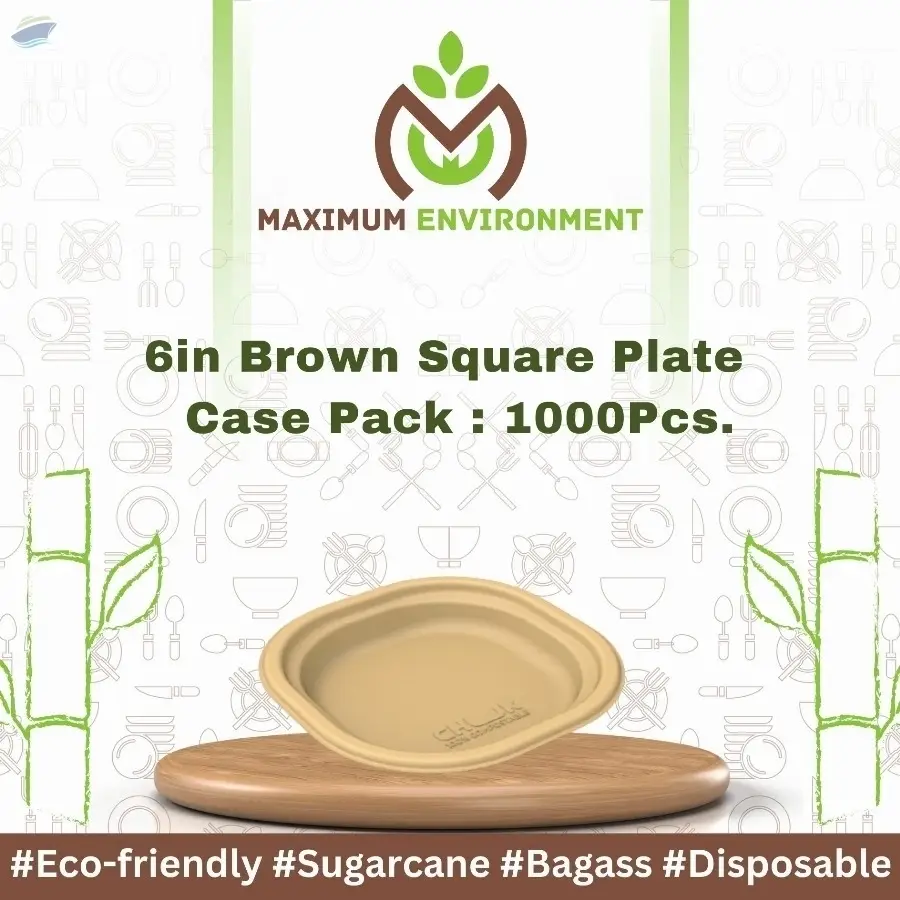 6inch Brown Square Bagasse Plate