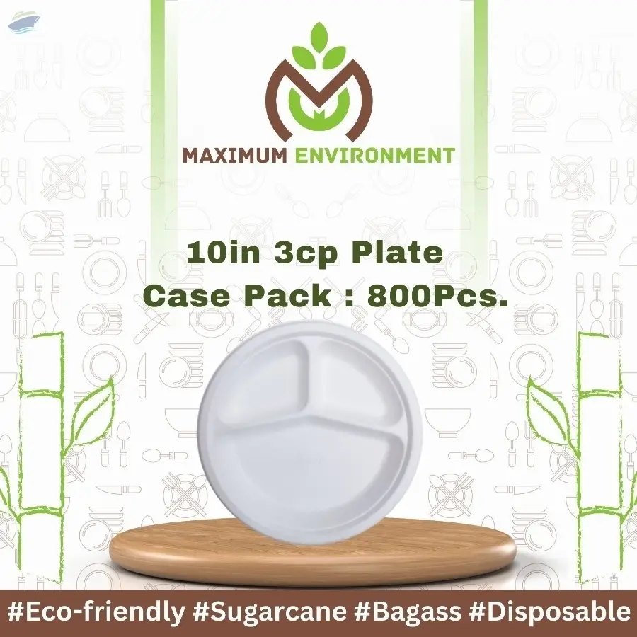 10inch 3 Compartment Bagasse Plate