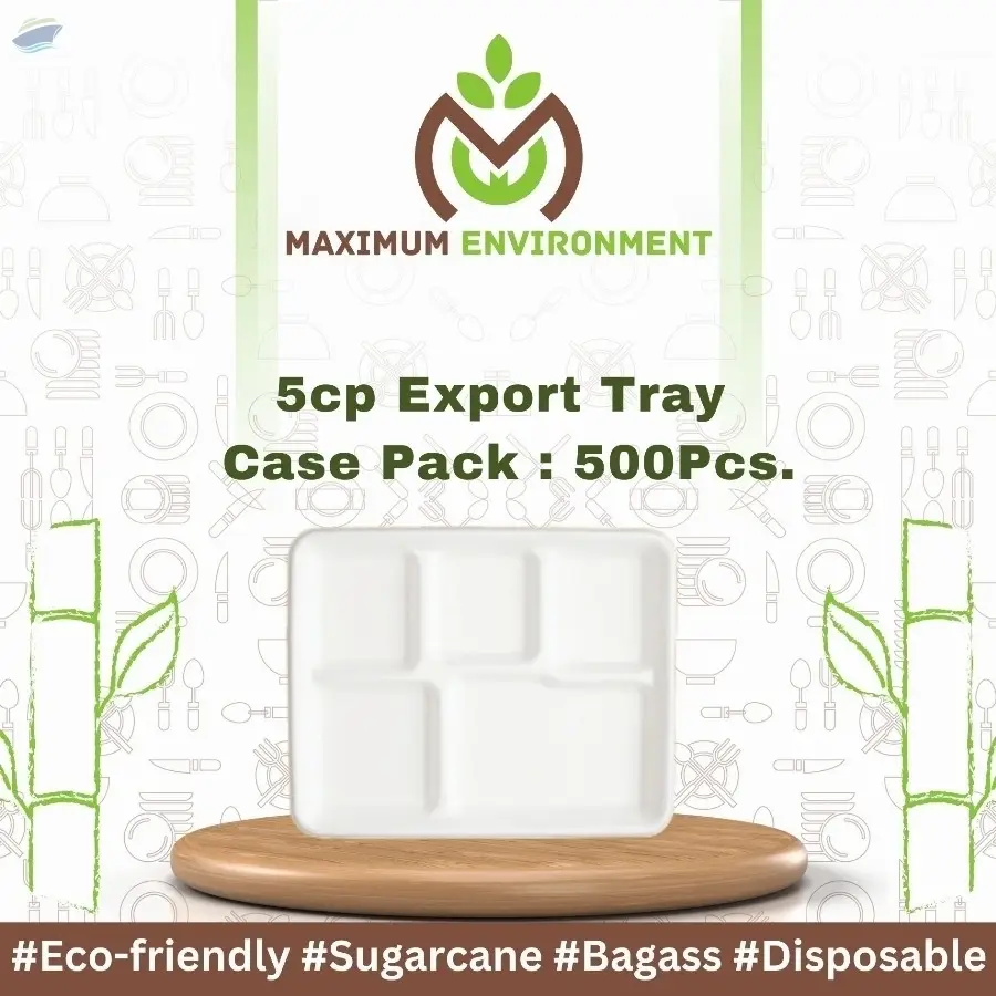 5 Compartment Bagasse Export Tray