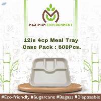 12inch 4 Compartment Bagasse Meal Tray  
