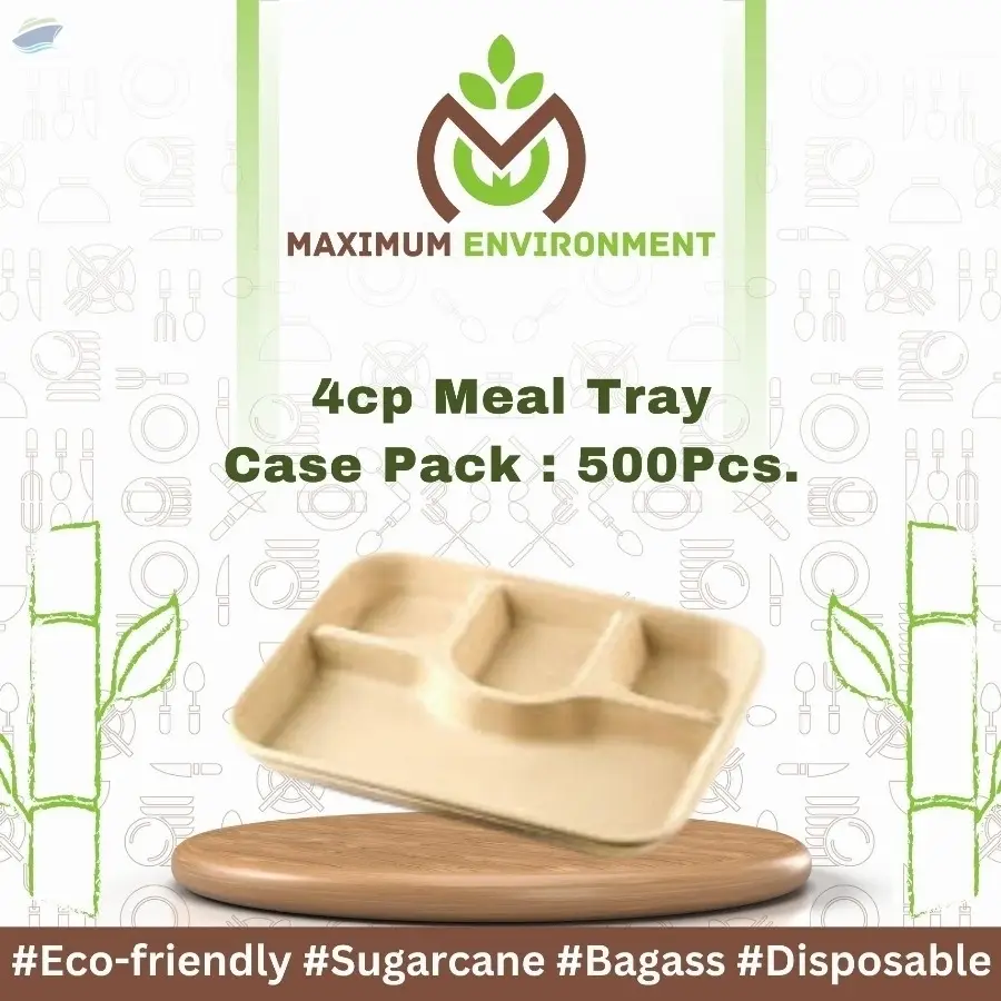 4 Compartment Bagasse Meal Tray