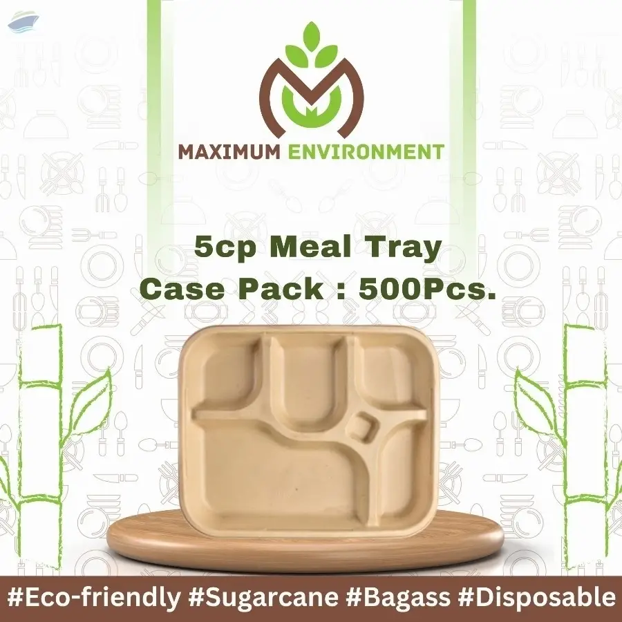 5 Compartment Bagasse Meal Tray
