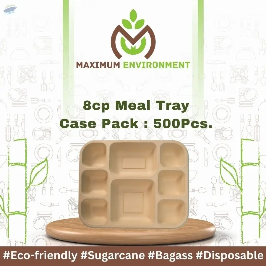 8 Compartment Bagasse Meal Tray