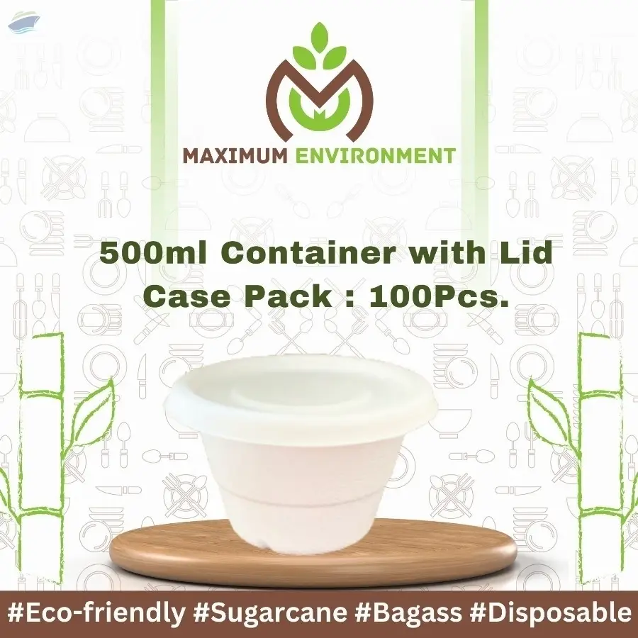 500ml Bagasse Container With Lid