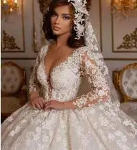 Ivory Lace Princess Wedding Dresses