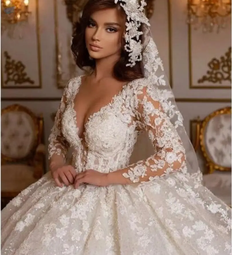 Ivory Lace Princess Wedding Dresses
