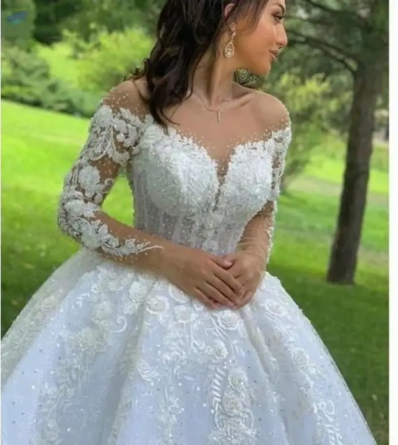 Wedding Dresses Shoulder Chiffon Pearls Beaded
