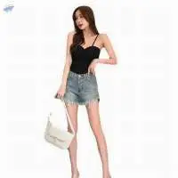 Summer New Raw-edged Denim Shorts