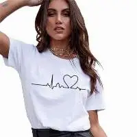 Casual Heartbeat Ladies Kawaii Womens T Shirt