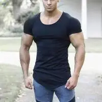 Mens Fitness Tight T-shirt Cotton Slim Fit