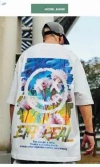 New Flower Grimace Print T Shirt Men Oversize