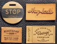 Finished Leather and jean labels