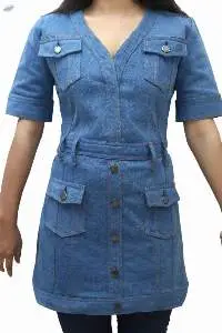 Ladies dress denim medium length