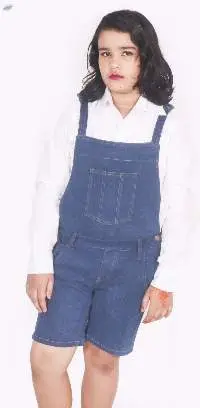 Childrens overall, denim above knee length