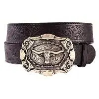 Tooled Longhorn Buckle Belt