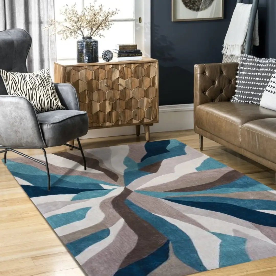 Blue Canvas Modern Design Carpet