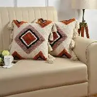 KAAHIRA Chocolate Cake Tufted Boho Cushion Cover
