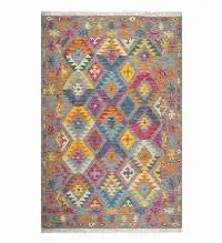 Multicolor Polyester Hand Woven Dhurrie