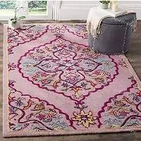 Indian Handmade Pink Area Wool Rugs Hand Tufted.